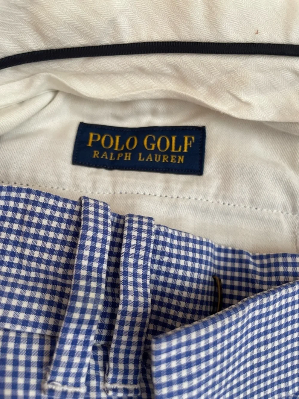 Polo Golf Ralph Lauren Mens 34x34 Blue Gingham Chino Pants Classic Preppy EUC